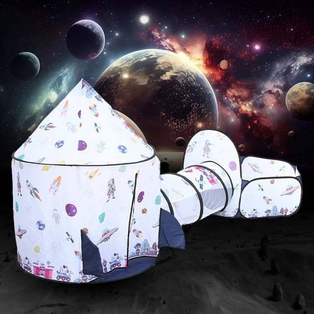 Kids Tent - Foldable Astronaut Space Themed Indoor & Outdoor Play Tent Set, Birthday Christmas Gift for Boys Ages 3 4 5 7 8.