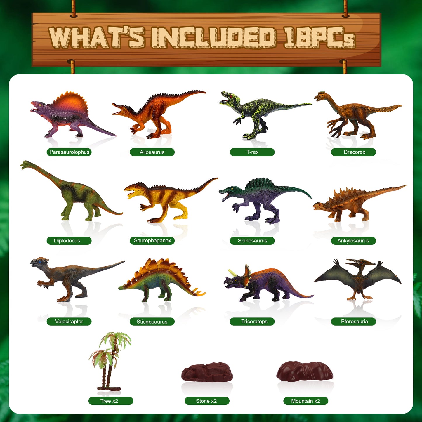 Jurassic Dinosaur Toys Set for Kids, 12 Dinosaur Figures with Play Mat, Realistic Dinosaurs Gift for Boys Girls Age 3 4 5 6+