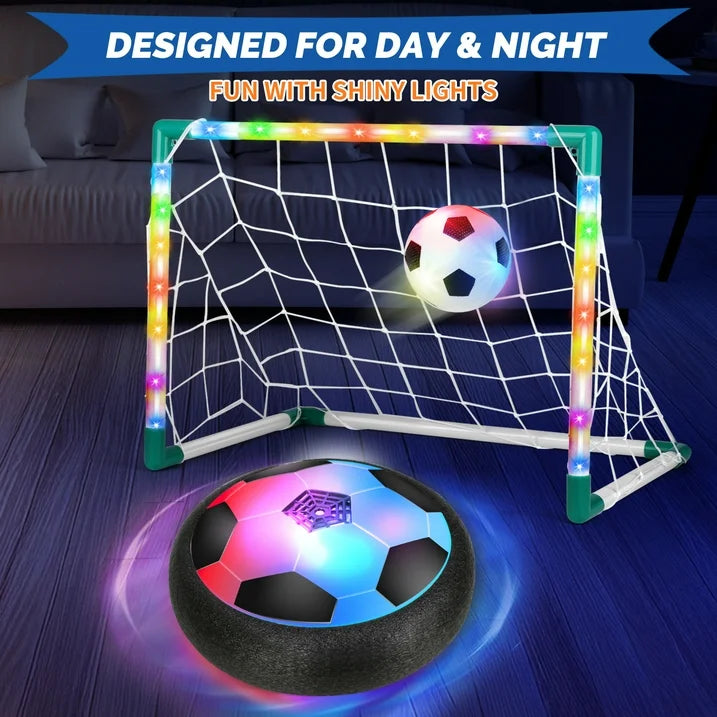 Hover Soccer Ball Set with 2 Goals, Indoor Air Floating Soccer Ball with LED Light and Foam Bumper, Perfect Birthday Xmas Gifts for Age 3 4 5 6 7 8-12 Year Old Kids Boys Girls