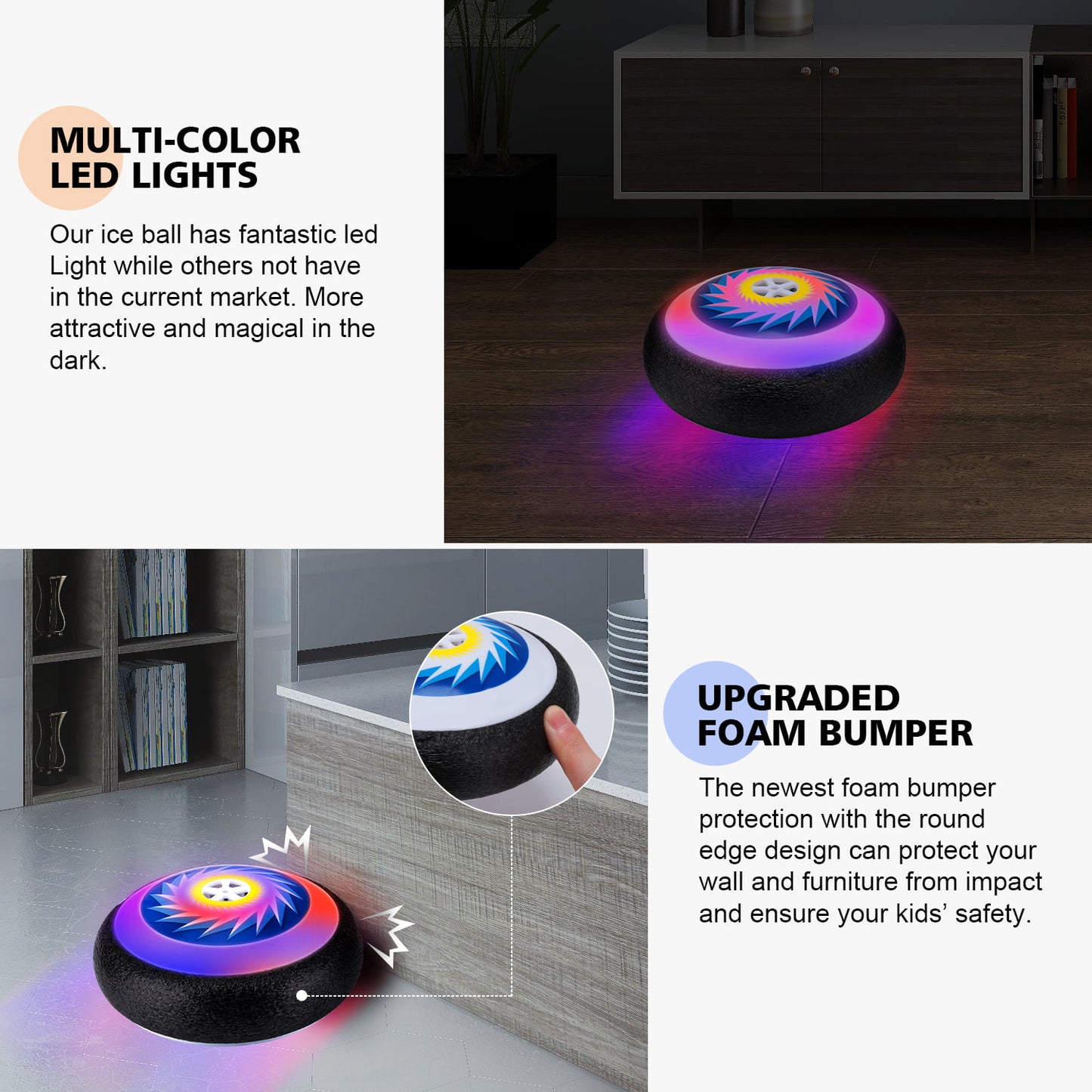 Hover Hockey Set for Kids, Led Light Air Hover Hockey with 2 Goals Indoor/Outdoor Game Toys Gifts for Kids 3+ Year Old
