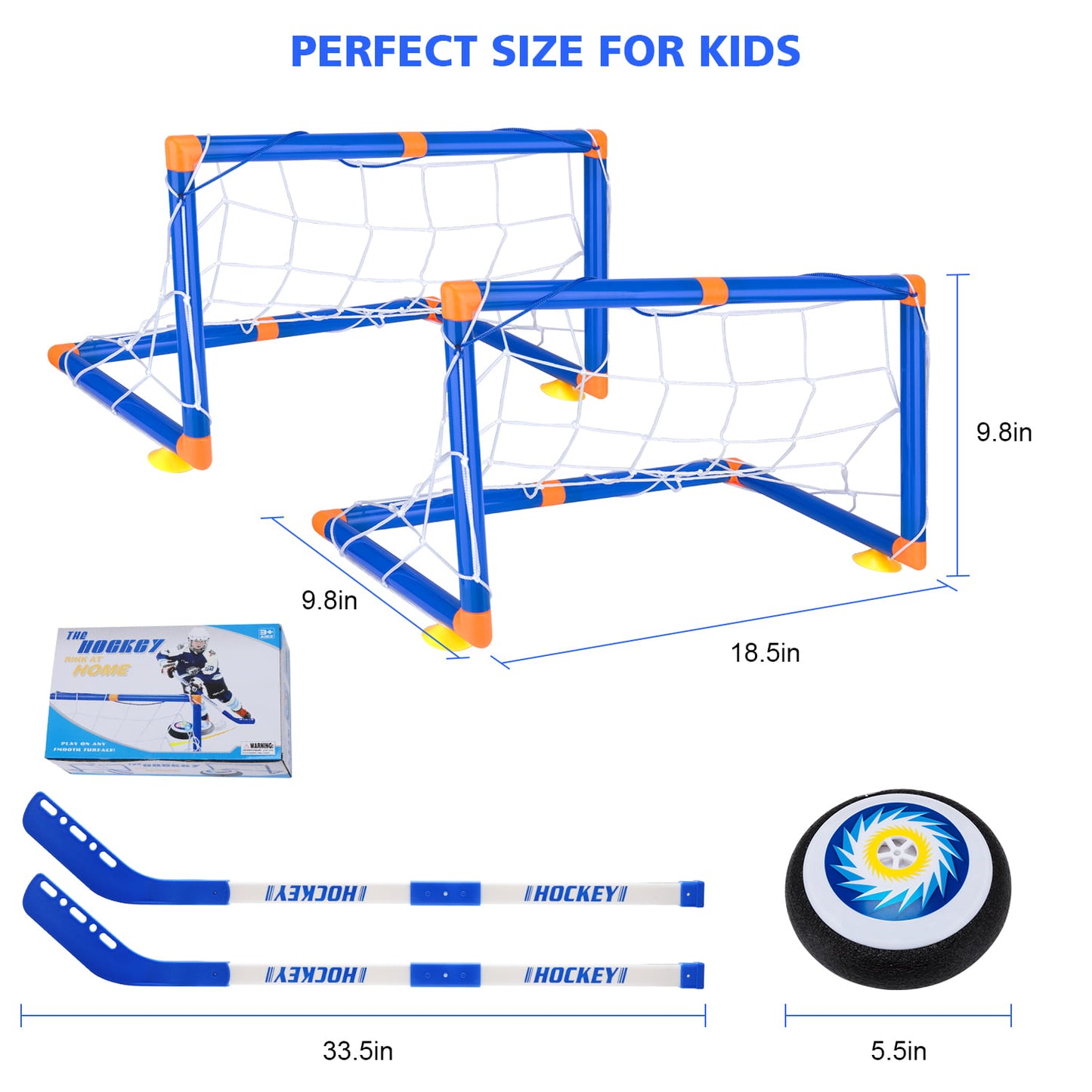Hover Hockey Set for Kids, Led Light Air Hover Hockey with 2 Goals Indoor/Outdoor Game Toys Gifts for Kids 3+ Year Old
