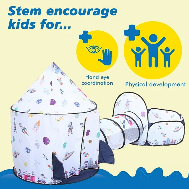 Kids Tent - Foldable Astronaut Space Themed Indoor & Outdoor Play Tent Set, Birthday Christmas Gift for Boys Ages 3 4 5 7 8.