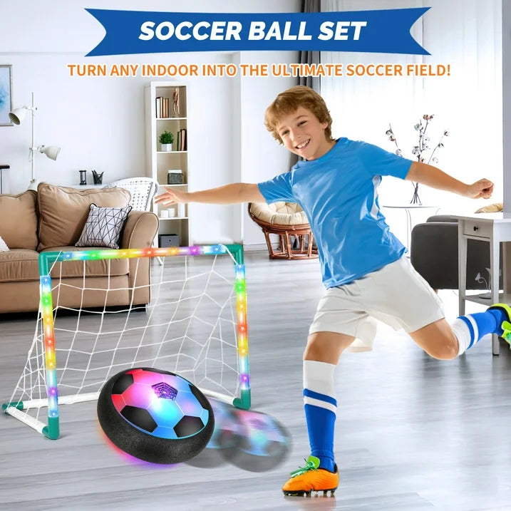 Hover Soccer Ball Set with 2 Goals, Indoor Air Floating Soccer Ball with LED Light and Foam Bumper, Perfect Birthday Xmas Gifts for Age 3 4 5 6 7 8-12 Year Old Kids Boys Girls