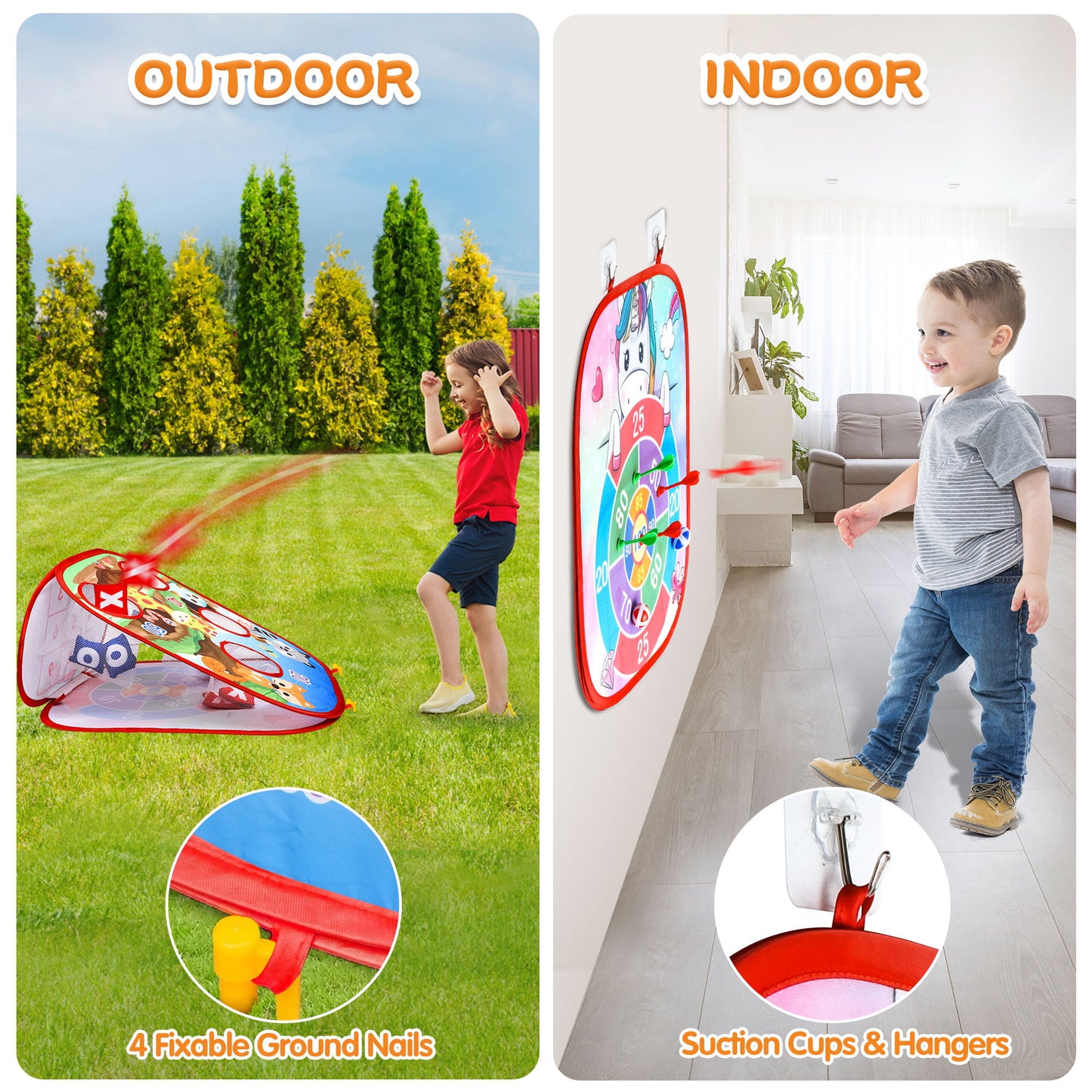 Unicorn Bean Bag Toss Game for Kids, 5 in1 Portable Outdoor Indoor Party Games, Kids Corn hole Game Set for 3+