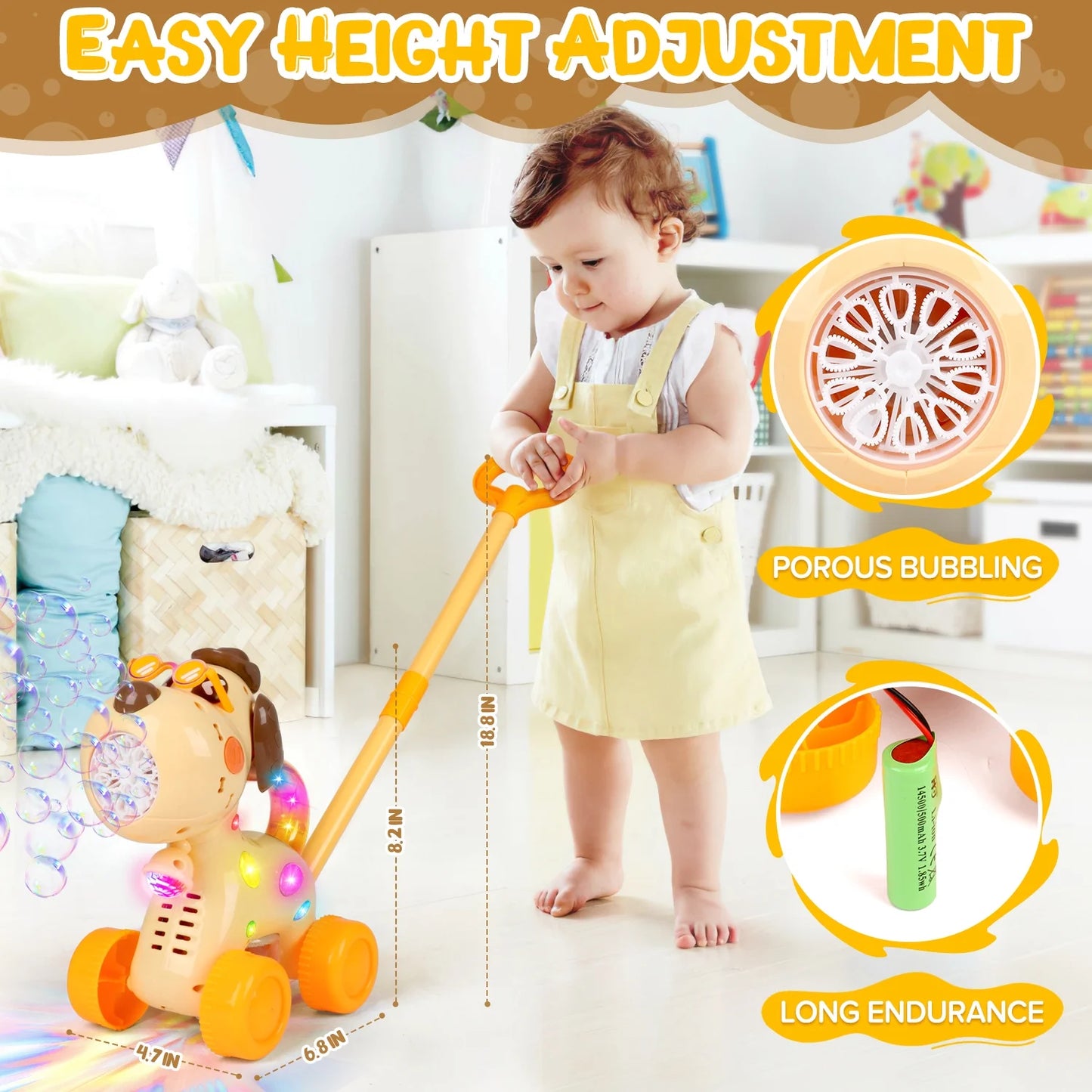 Automatic Bubble Machine for Toddlers, Dog Bubble Cart Toy, Lighting for Party, Bubble Maker for Kids Outdoor Playing, Birthday Gift for Boys Girls 3 Years up