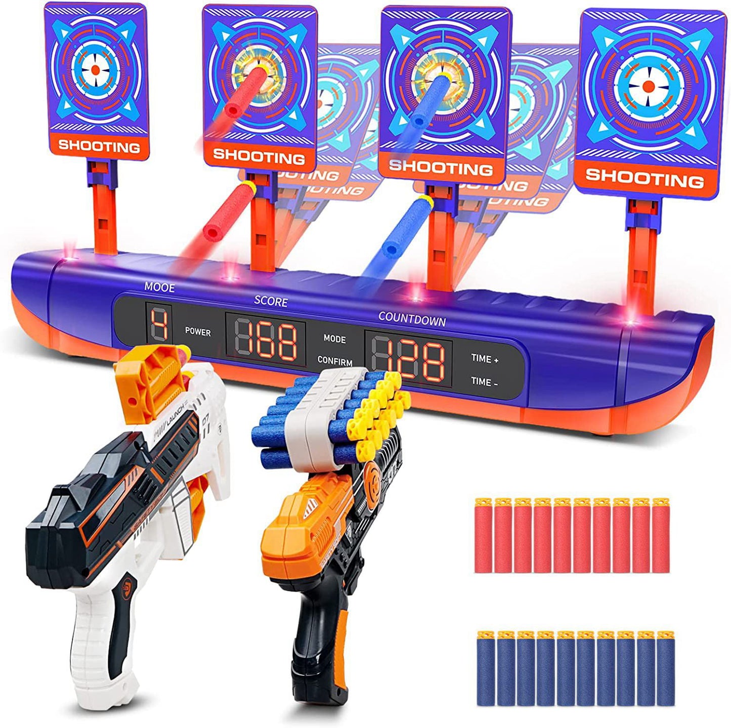 Electronic Shooting Target with 2 Foam Dart Blasters Outdoor Toys for Boys Kids 5 6 7+