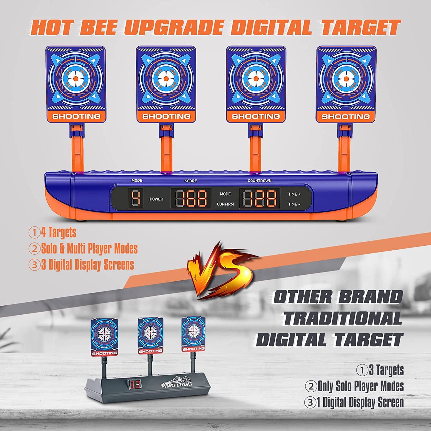 Electronic Shooting Target with 2 Foam Dart Blasters Outdoor Toys for Boys Kids 5 6 7+