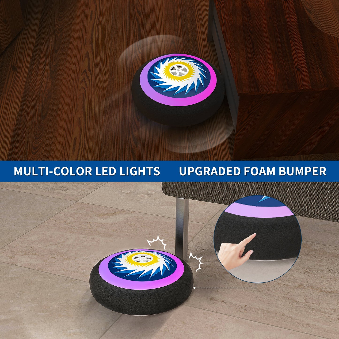 Hover Soccer Ball Set with 2 Goals, 3-in-1 LED Soccer Hockey Bowling Set Indoor/Outdoor Toys Gifts for Kids Boys Girls Ages 3+