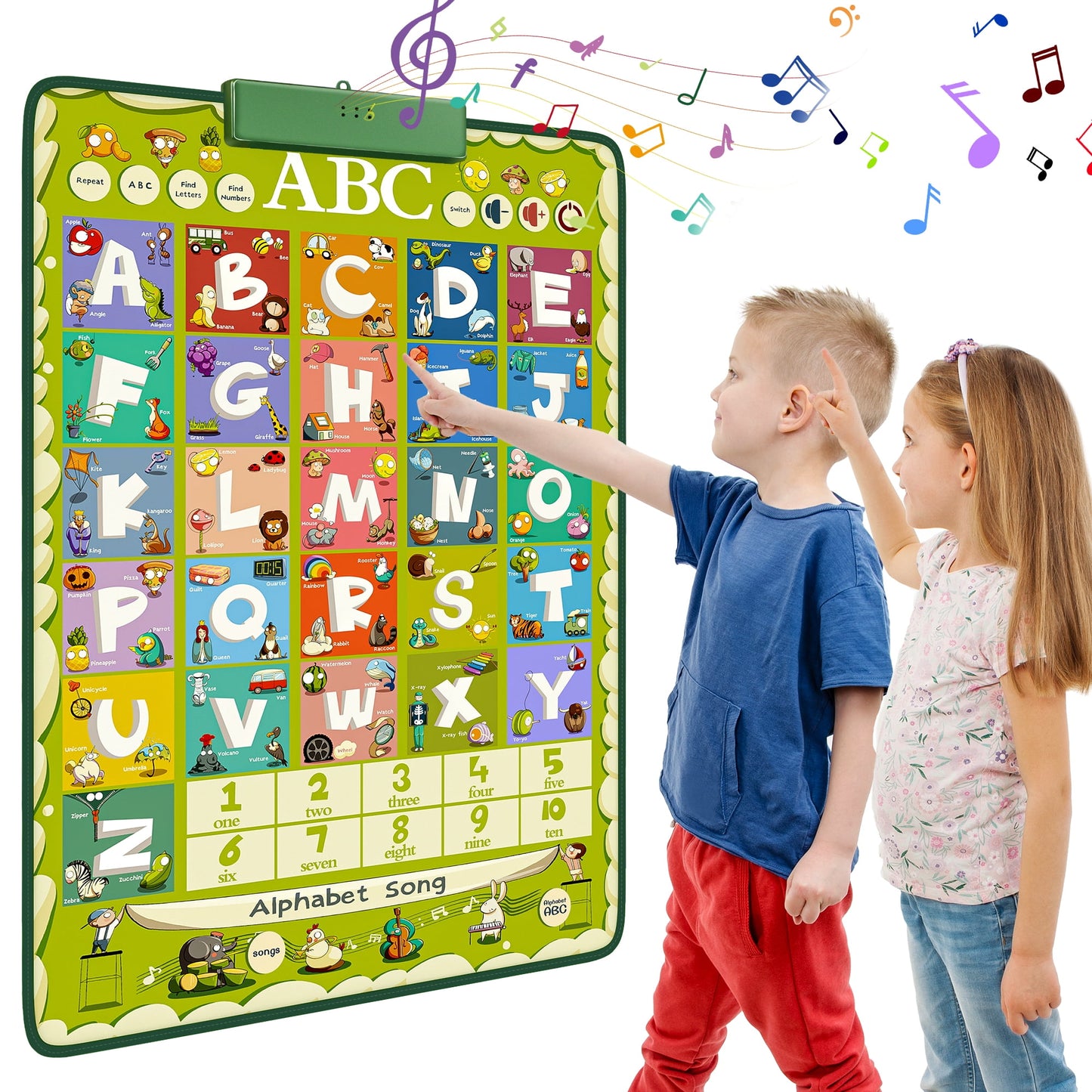 Electronic Alphabet Wall Chart for Kids, 100 Words Interactive Talking ABC&123s, Learning Poster Christmas Birthday Gift for Preschoolers Boys Girls Aged 3 4 5 6+