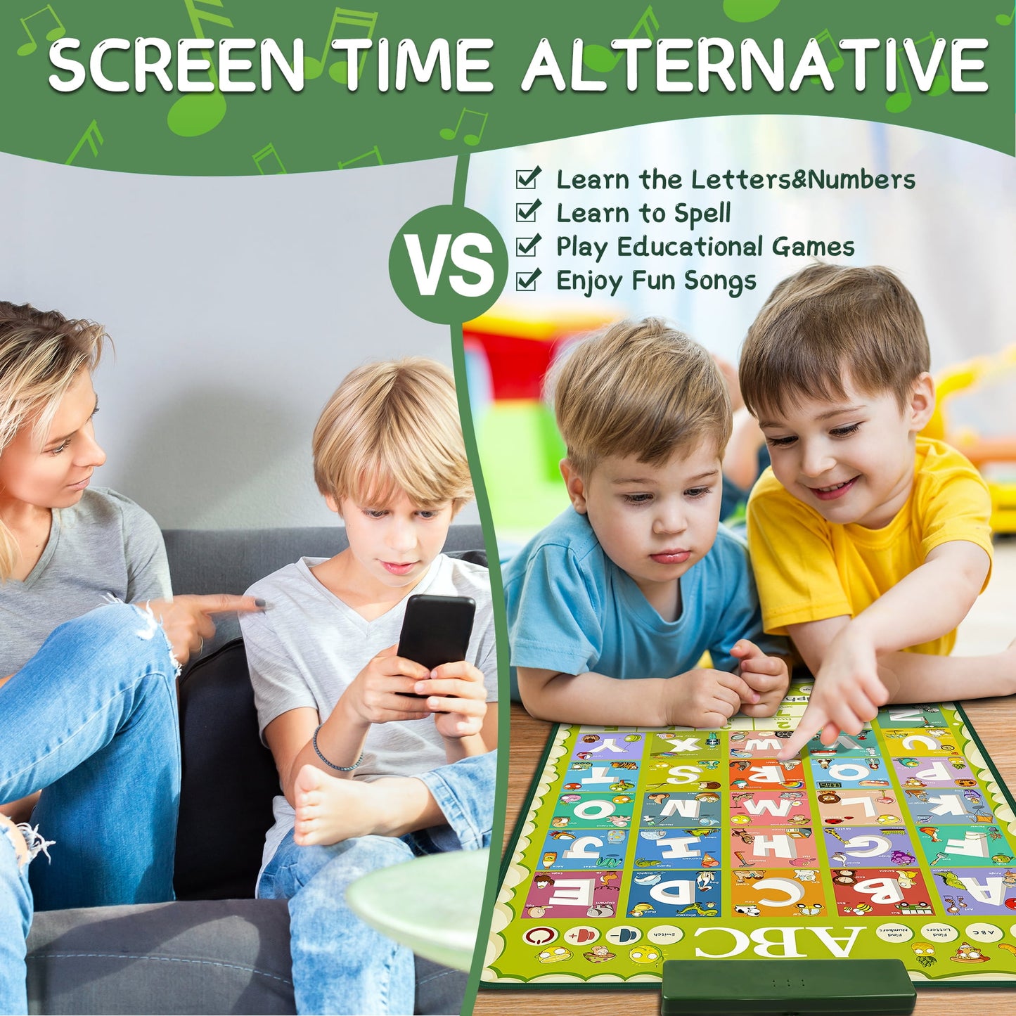 Electronic Alphabet Wall Chart for Kids, 100 Words Interactive Talking ABC&123s, Learning Poster Christmas Birthday Gift for Preschoolers Boys Girls Aged 3 4 5 6+
