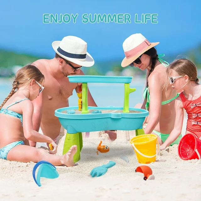 Water Table for Toddlers, Rain Showers Splash Pond Water Sensory Tables Summer Beach Toys for Outside Backyard for Toddlers Age 3-5