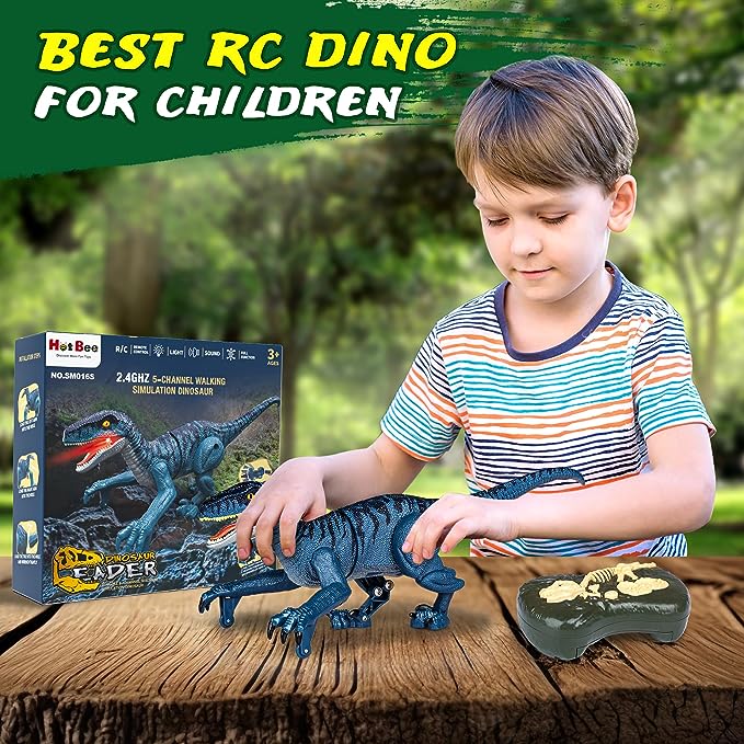 Dinosaur Toys for Kids, RC Dino Toys for 3 4 5 6 7 8 Year Old Boys, Electronic Walking Robot Dinosaur Toy with Light & Realistic Roaring Sound