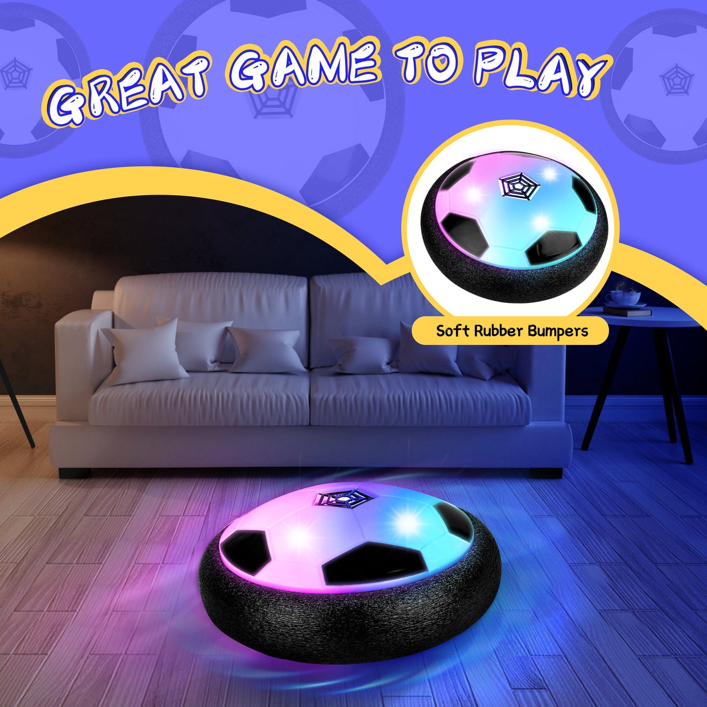 Hover Ball Toys for Boys & Girls - 2 LED Soccer Balls Indoor/Outdoor Games for Kids 3+ Year Old