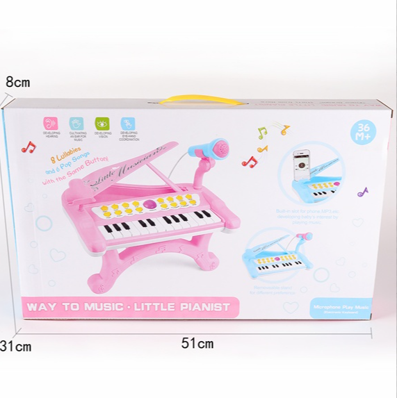 Hot Bee Musical Instrument with Microphone for Toddlers, Pink Baby Piano Keyboard Toys for Kids, Preschooler Music Learning Popular Piano Toys, Birthday Christmas Gift for Girls Boys Aged 3 4 5 6+