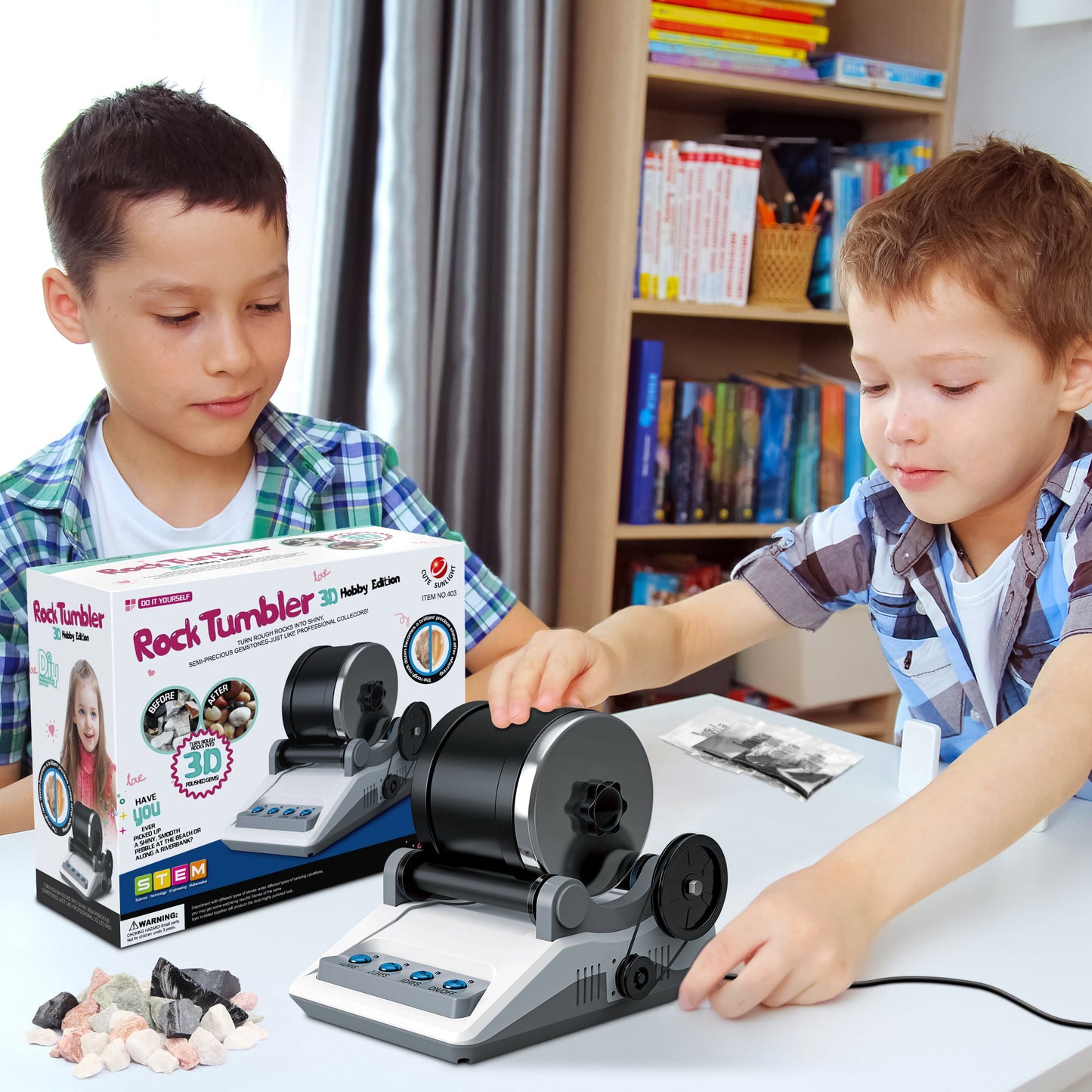 Rock Tumbler Polisher Science Kits Set for Kids and Adults, Tumbler Grits, Rocks & Jewelry Polishing Accessories Set