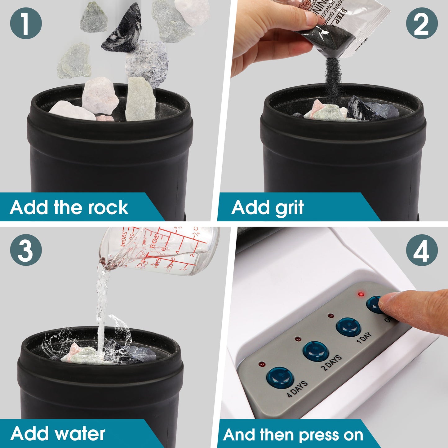 Rock Tumbler Polisher Science Kits Set for Kids and Adults, Tumbler Grits, Rocks & Jewelry Polishing Accessories Set