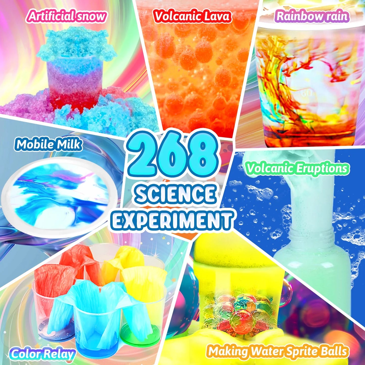 Kids Science Kit with Lab Tools & 268 Experiments, STEM Chemistry Set with Goggles, Balloons, Test Tubes & Colorful Reactions, Educational Learning Toy Gift for Boys Girls Ages 6-12