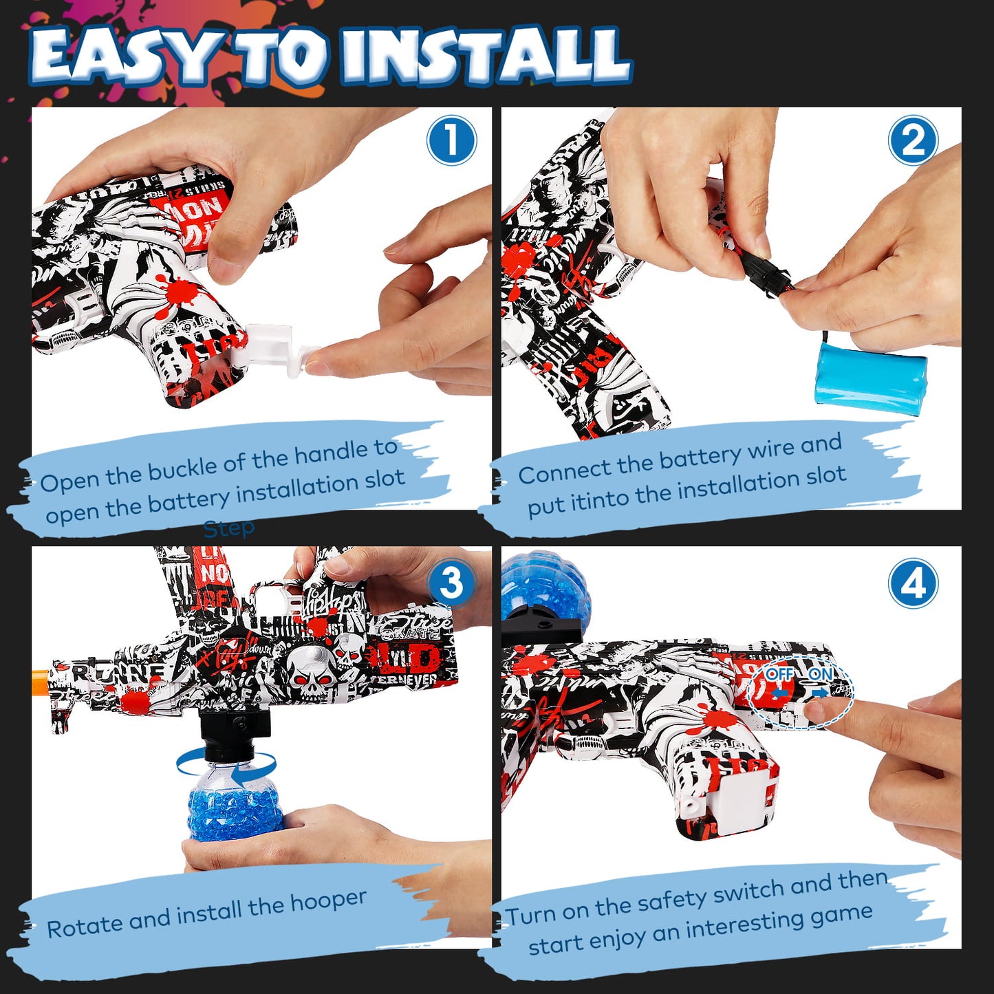 Gel Blaster Kit, Rechargeable Electric Splatter Gel Ball Blaster Outdoor Activities Games for Kids Boys and Girls Age 8+