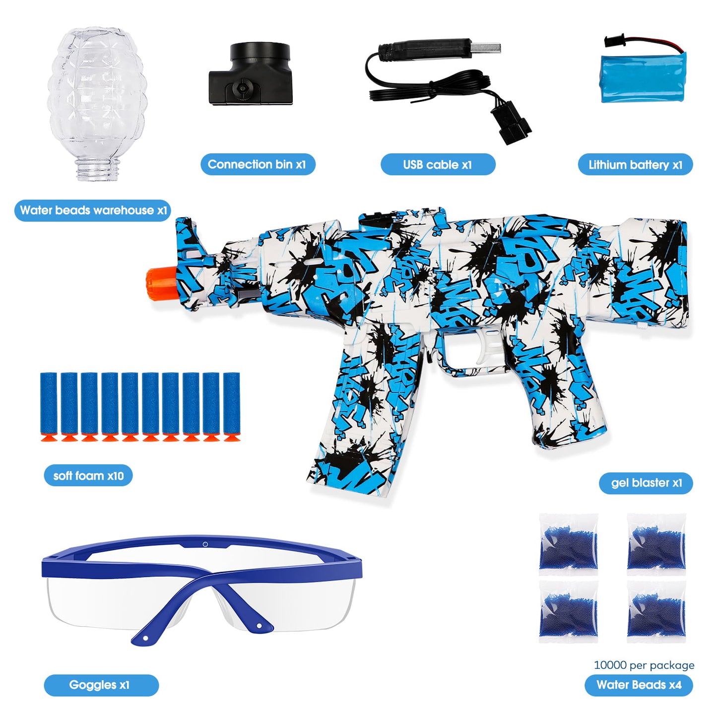 Gel Blaster Kit, Rechargeable Electric Gel Blaster Outdoor Activities Games for Kids Boys and Girls Age 12+