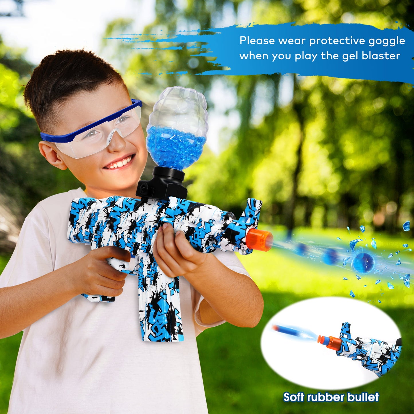 Gel Blaster Kit, Rechargeable Electric Gel Blaster Outdoor Activities Games for Kids Boys and Girls Age 12+