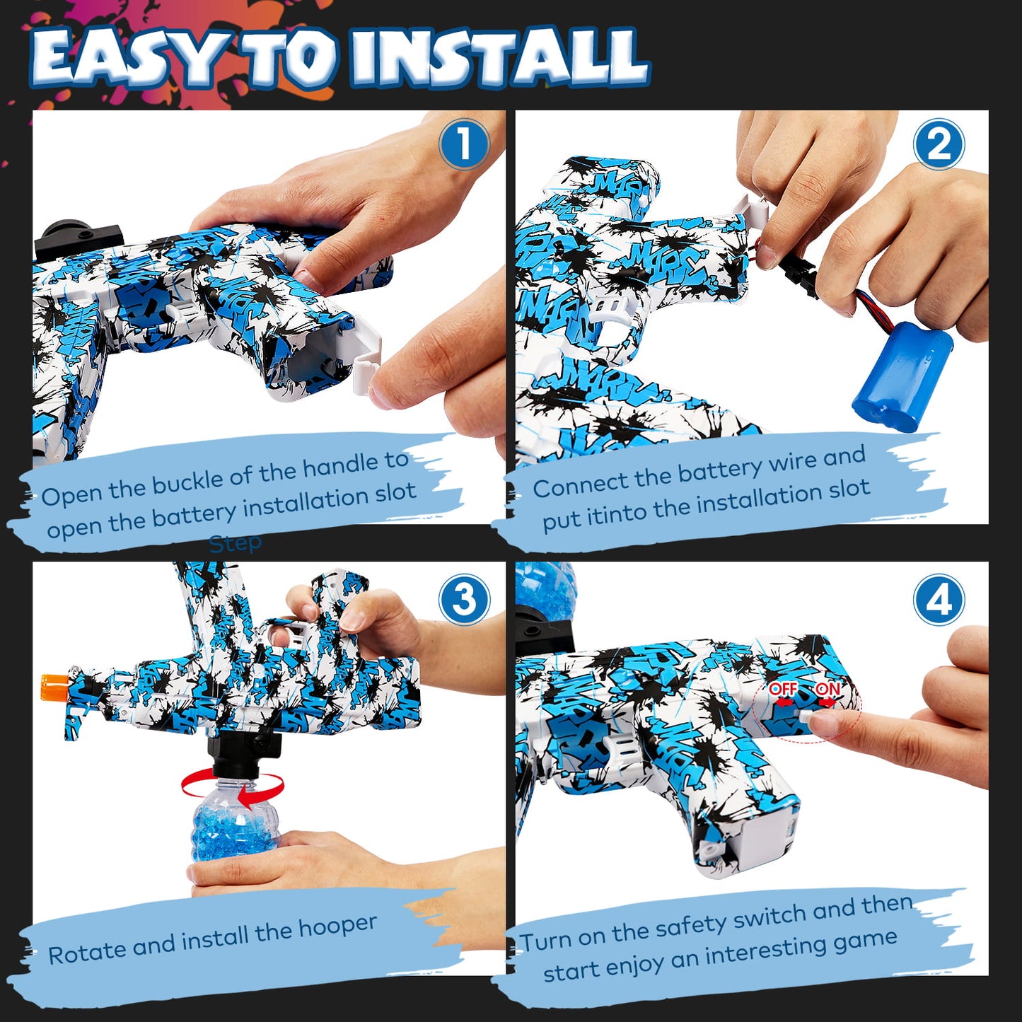 Gel Blaster Kit, Rechargeable Electric Gel Blaster Outdoor Activities Games for Kids Boys and Girls Age 12+