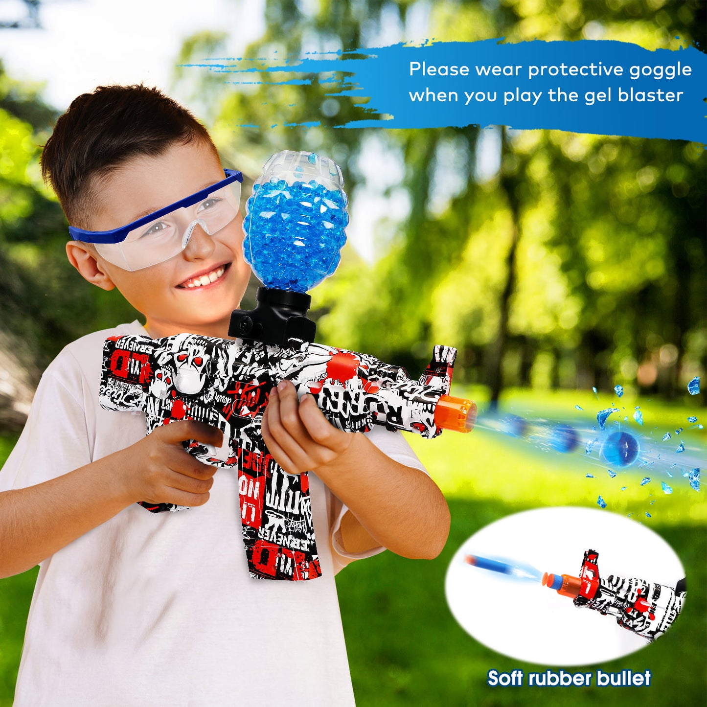 Gel Blaster Kit, Rechargeable Electric Splatter Gel Ball Blaster Outdoor Activities Games for Kids Boys and Girls Age 8+