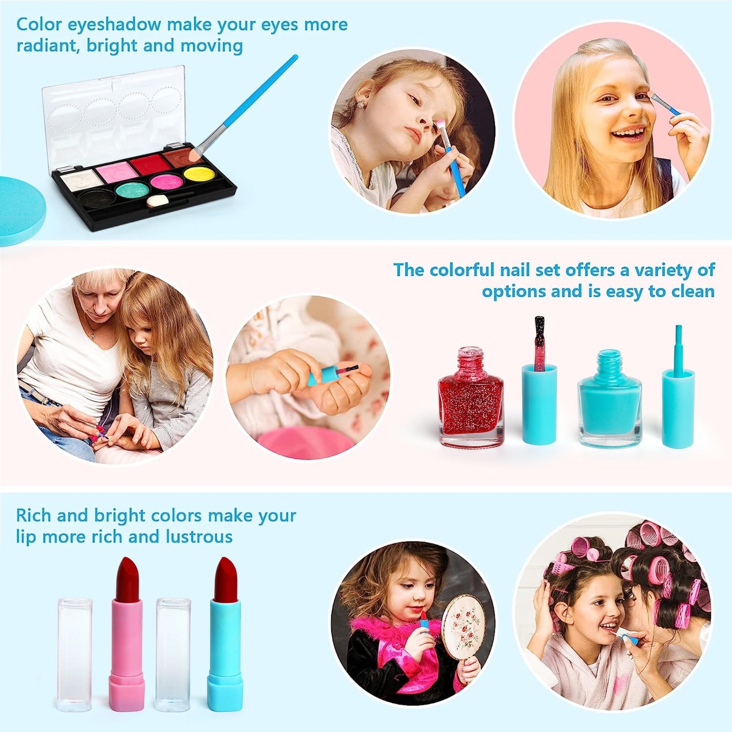 Kids Makeup Kit for Girls, Kids Play Real Washable Makeup Kit Cosmetics Toys Gift for Little Girls Toddlers Dress up Set, Birthday Gift Toys for 4-6 Years Girls