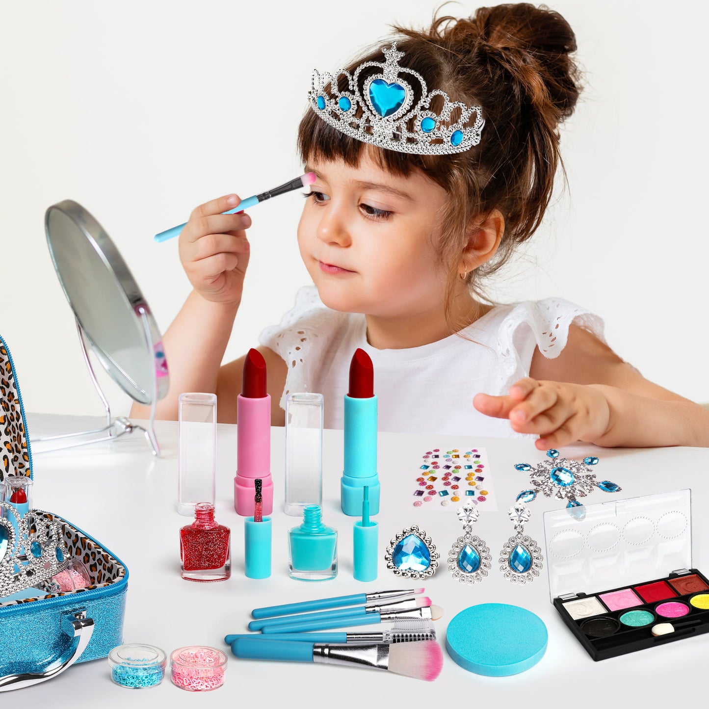 Kids Makeup Kit for Girls, Kids Play Real Washable Makeup Kit Cosmetics Toys Gift for Little Girls Toddlers Dress up Set, Birthday Gift Toys for 4-6 Years Girls