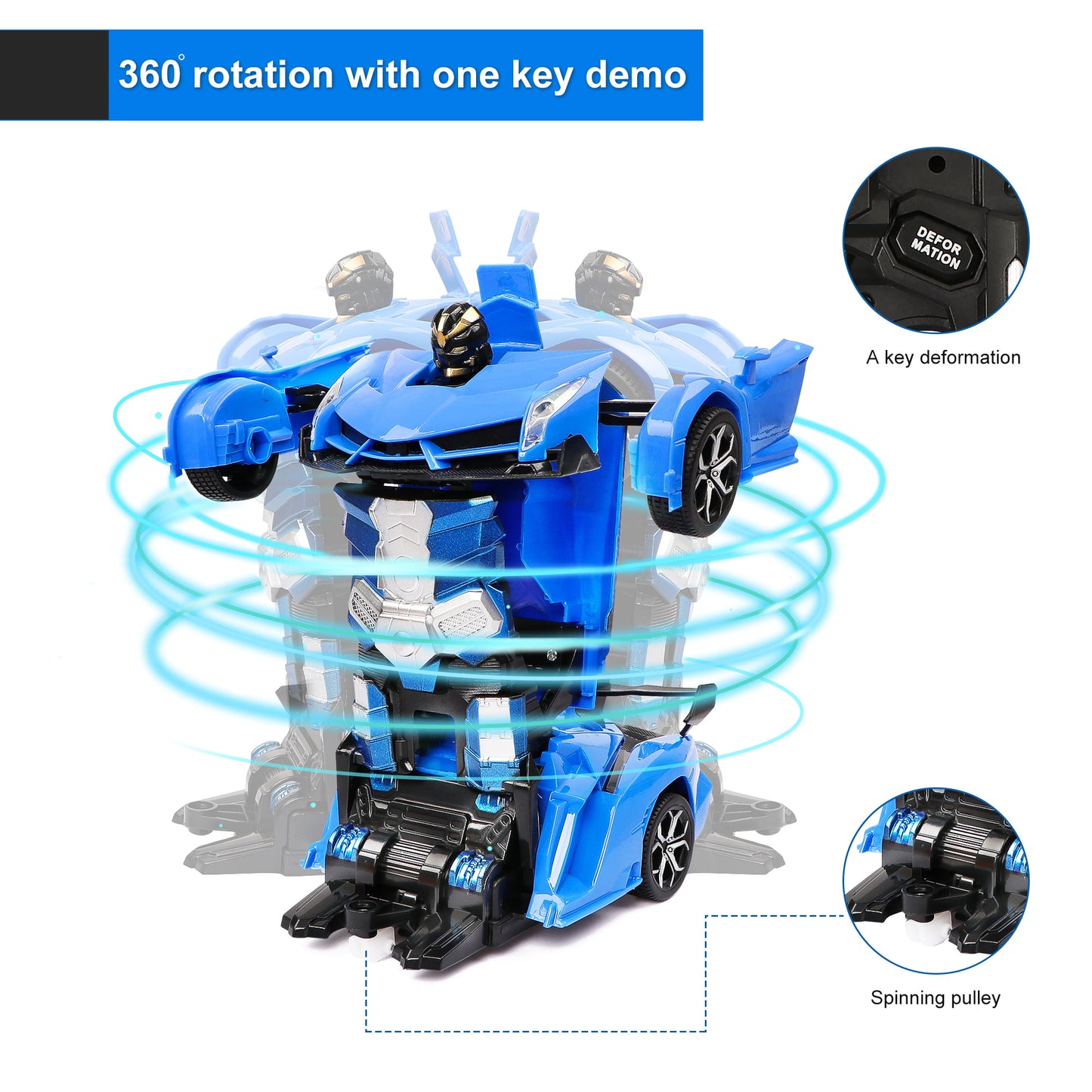 Remote Control Car,Transform Robot Toys 1:18 RC Cars for Kids, 2.4Ghz 360°Rotating Stunt Race Car Toys for Kids Boys 5-8.