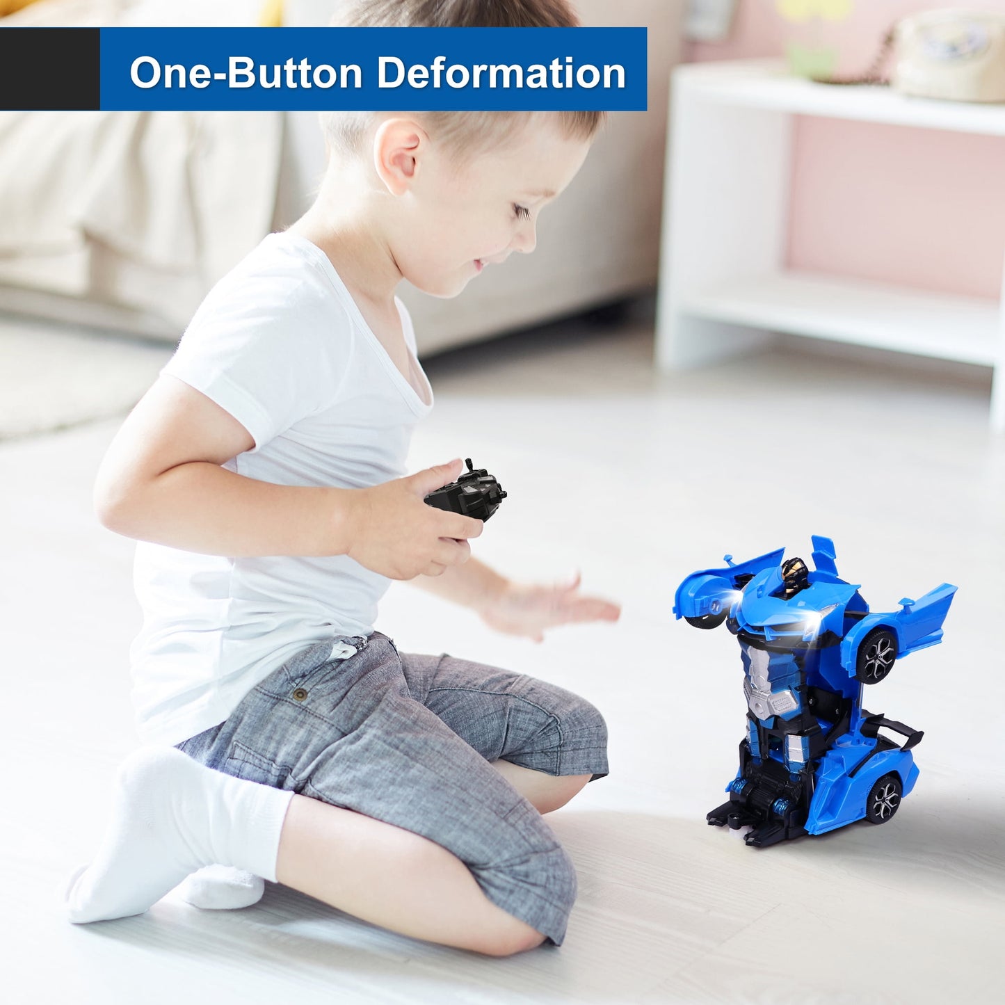 Remote Control Car,Transform Robot Toys 1:18 RC Cars for Kids, 2.4Ghz 360°Rotating Stunt Race Car Toys for Kids Boys 5-8.