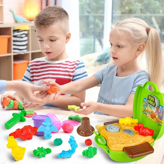 Dinosaur Toys Play Dough Sets for Kids, Color Play Colorful Dough&Multiple Molds, Portable Dinosaur Case Toy, Great Birthday Christmas Gifts Dinosaur Toys for Boys 3-6