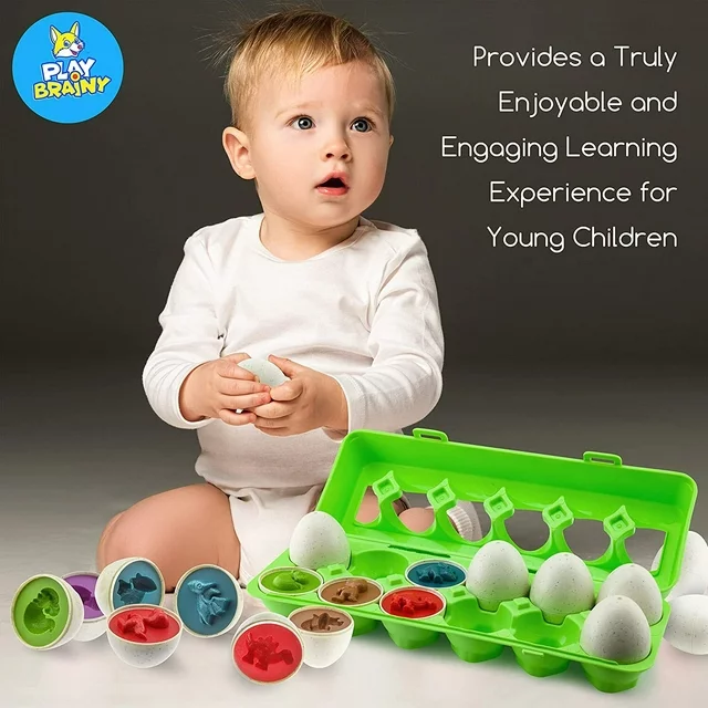 Dino Egg with Surprise Inside for Kids, 12 Pcs Set Kids Learning Dinosaur Toys Science Gifts for Toddler 1 2 3 Years Old