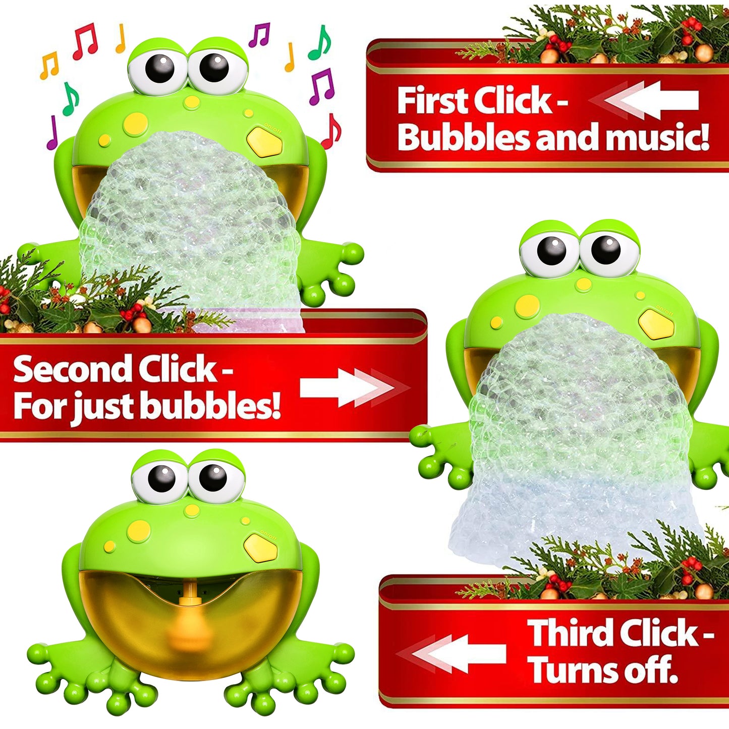 Bubble Baby Bath Toys for Toddler 1 2 3 Years Old, Kids Frog Blowing Bubbles and Singing 12 Toddler Songs Gift Bathtub Bubble Bath Toys