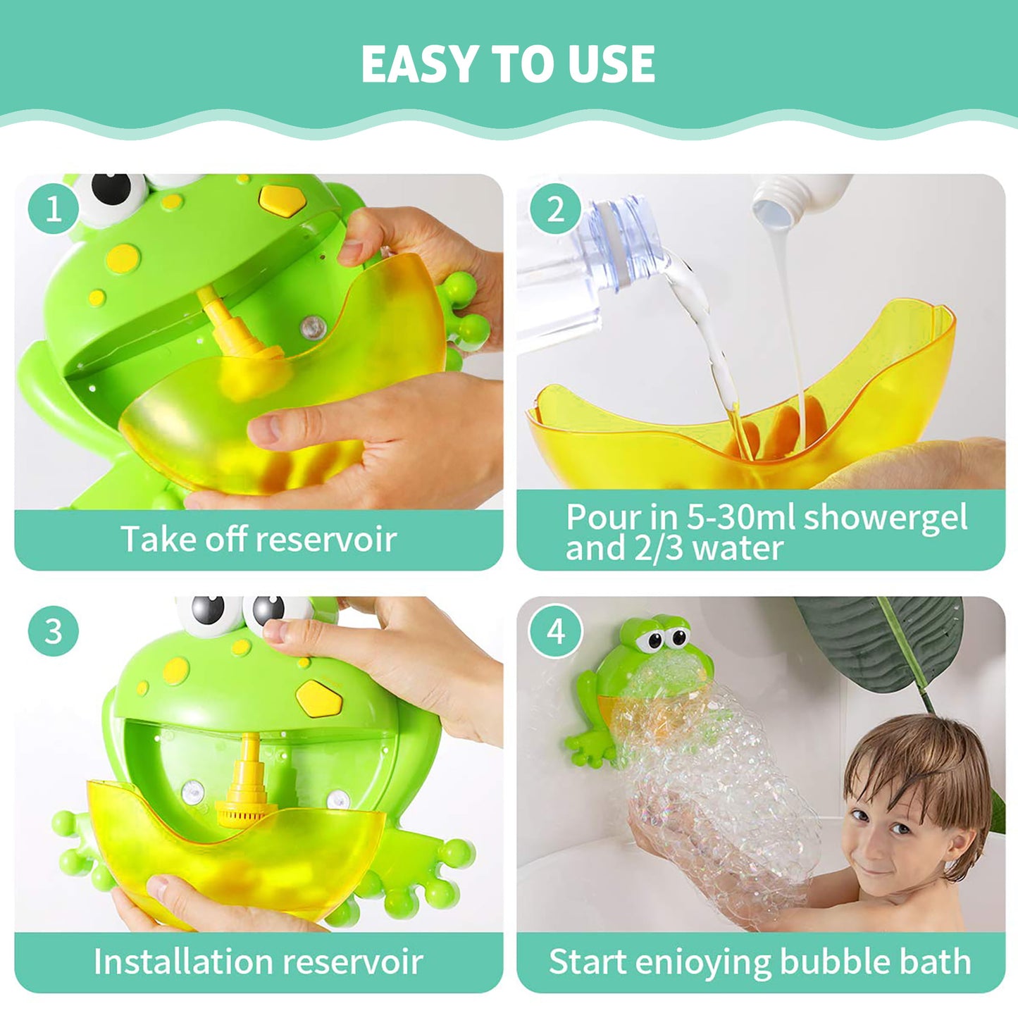 Bubble Baby Bath Toys for Toddler 1 2 3 Years Old, Kids Frog Blowing Bubbles and Singing 12 Toddler Songs Gift Bathtub Bubble Bath Toys