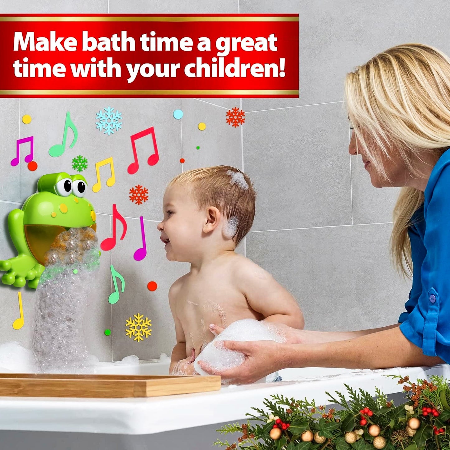 Bubble Baby Bath Toys for Toddler 1 2 3 Years Old, Kids Frog Blowing Bubbles and Singing 12 Toddler Songs Gift Bathtub Bubble Bath Toys