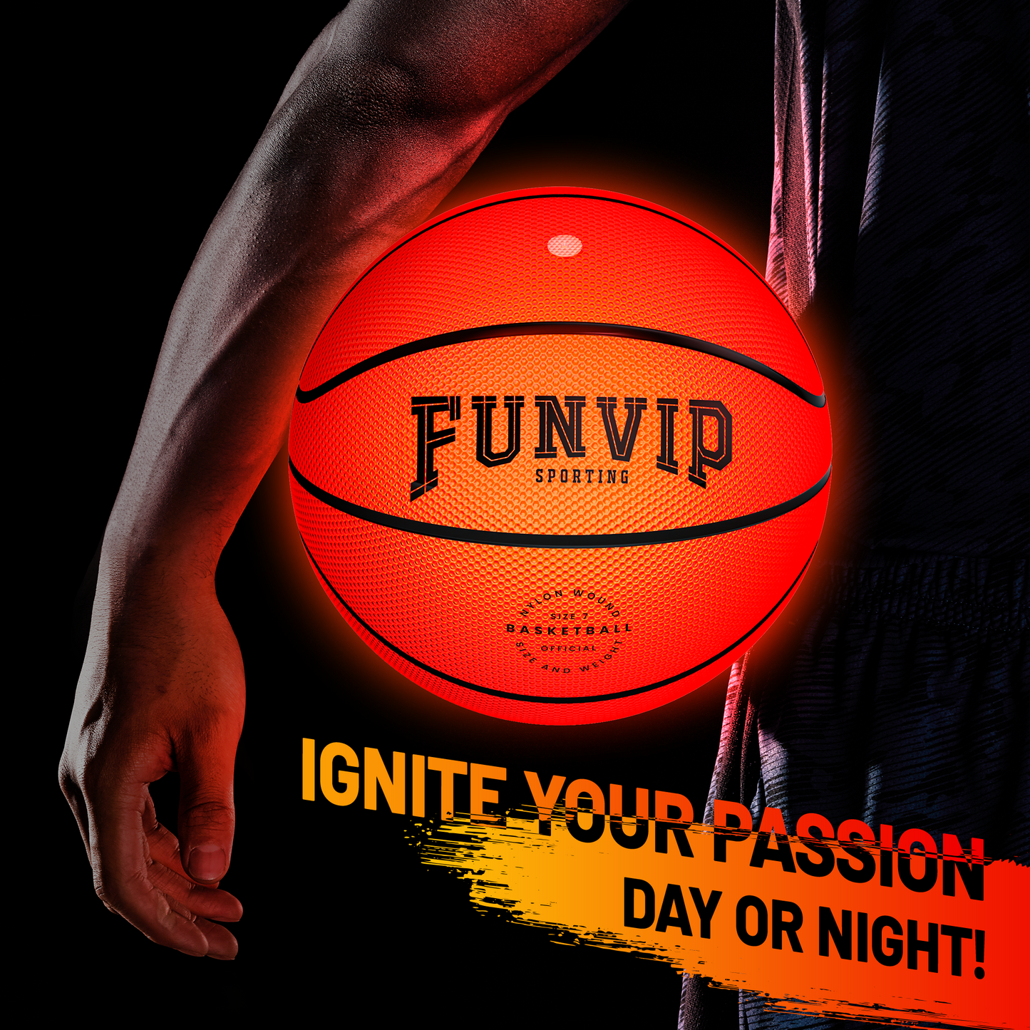 Glow in The Dark Basketball NO.7, Outdoor Toys for Boys 8-12, LED Light up Basketball, Birthday Christmas Cool Gift for Teen Kids Boys Ages 8 9 10 11 12 13+ Years. Rubber.
