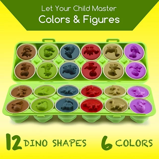 Dino Egg with Surprise Inside for Kids, 12 Pcs Set Kids Learning Dinosaur Toys Science Gifts for Toddler 1 2 3 Years Old