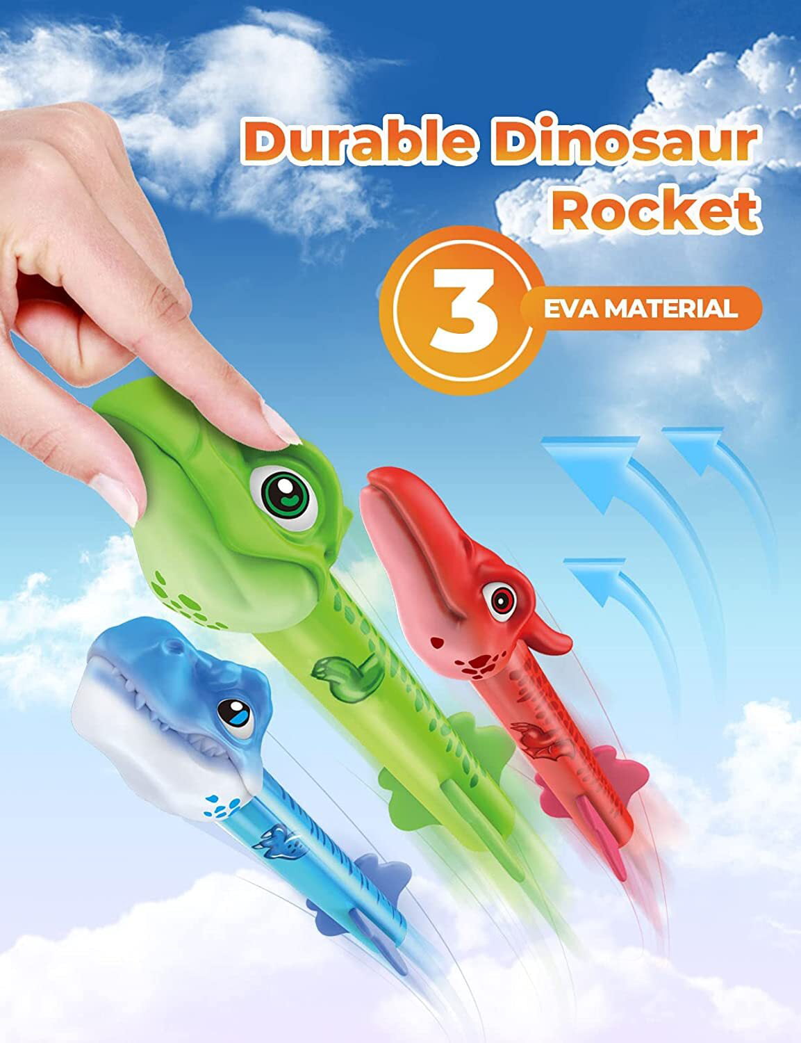 Dinosaur Rocket Launcher Dino Blaster For Kids Birthday Gifts Family Fun Toys, For Boys & Girls Age 3 4 5 6 7 8 Years Old