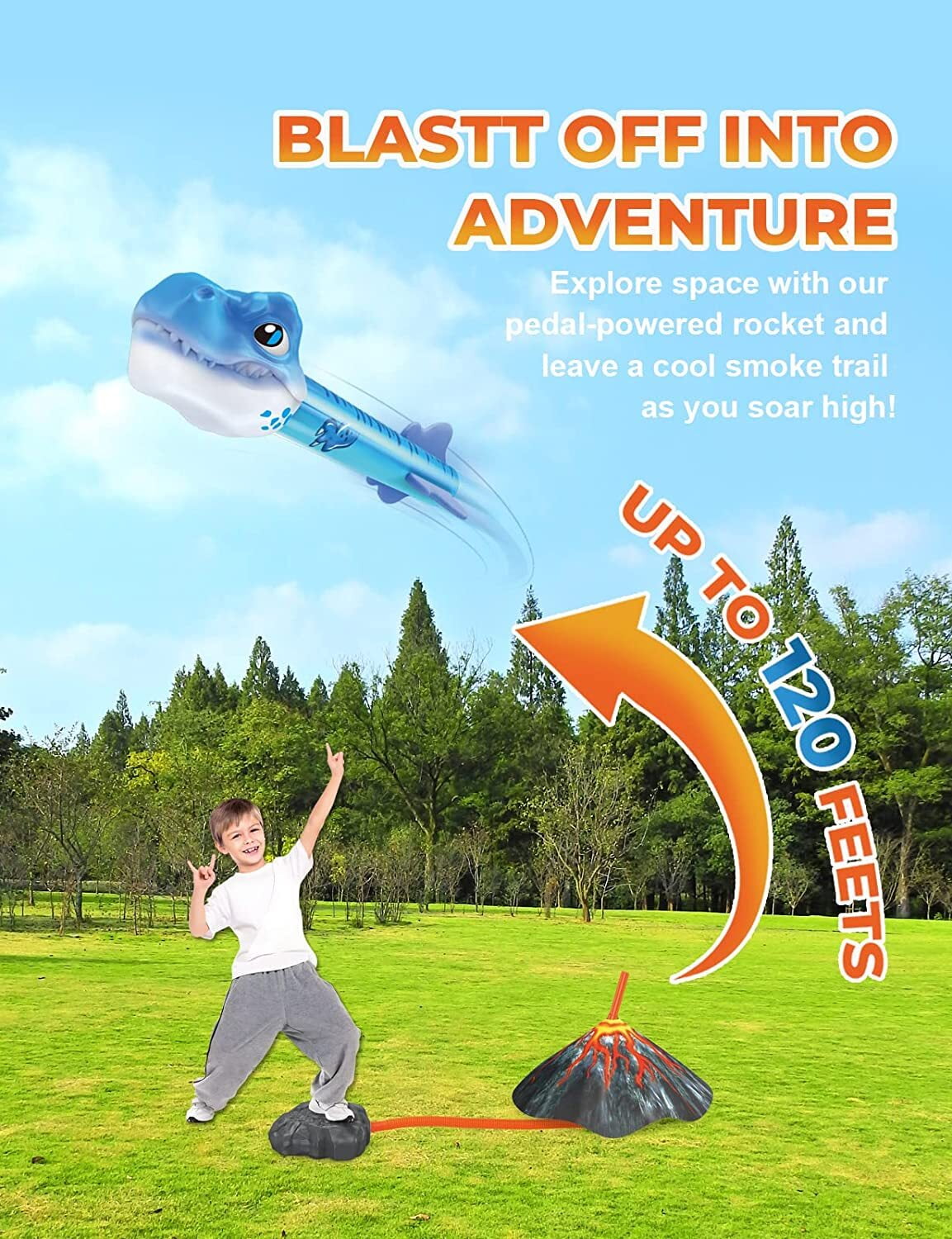 Dinosaur Rocket Launcher Dino Blaster For Kids Birthday Gifts Family Fun Toys, For Boys & Girls Age 3 4 5 6 7 8 Years Old