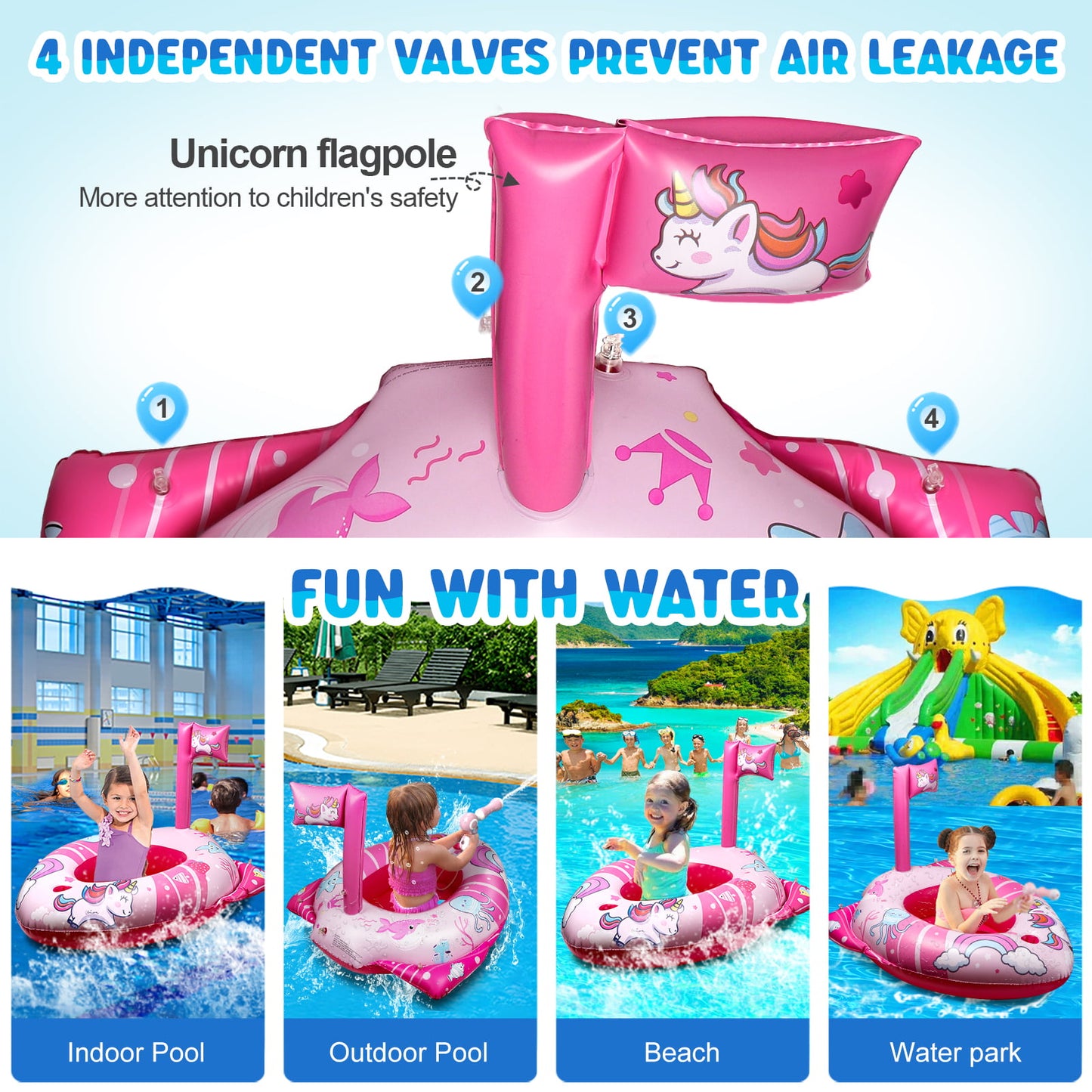 Pool Floats for Kids and Toddlers, Inflatable Pool Toys with Water Gun, Swimming Pool Toys for Toddlers 1-3, Boys and Girls for Aged 3-8 Years