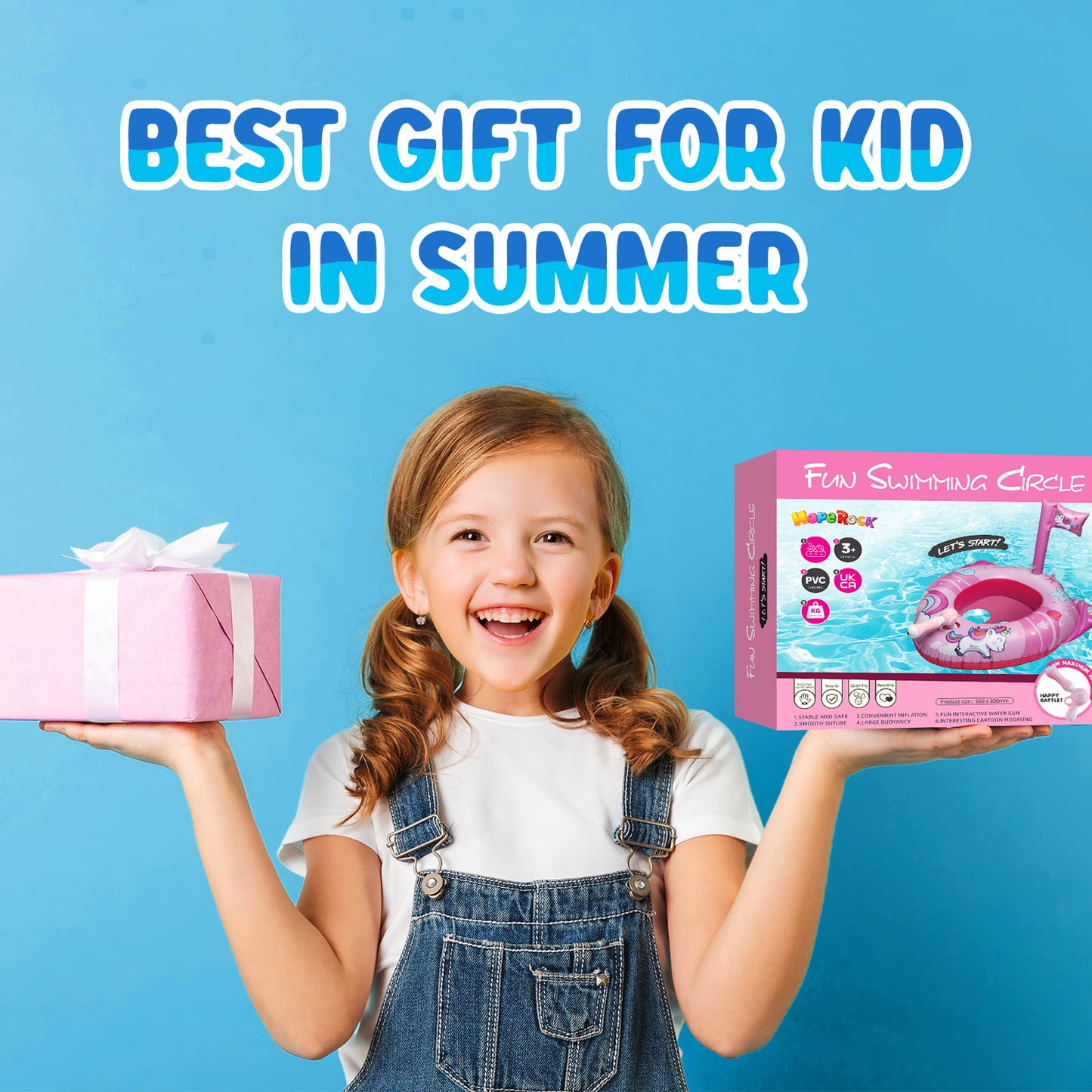 Pool Floats for Kids and Toddlers, Inflatable Pool Toys with Water Gun, Swimming Pool Toys for Toddlers 1-3, Boys and Girls for Aged 3-8 Years