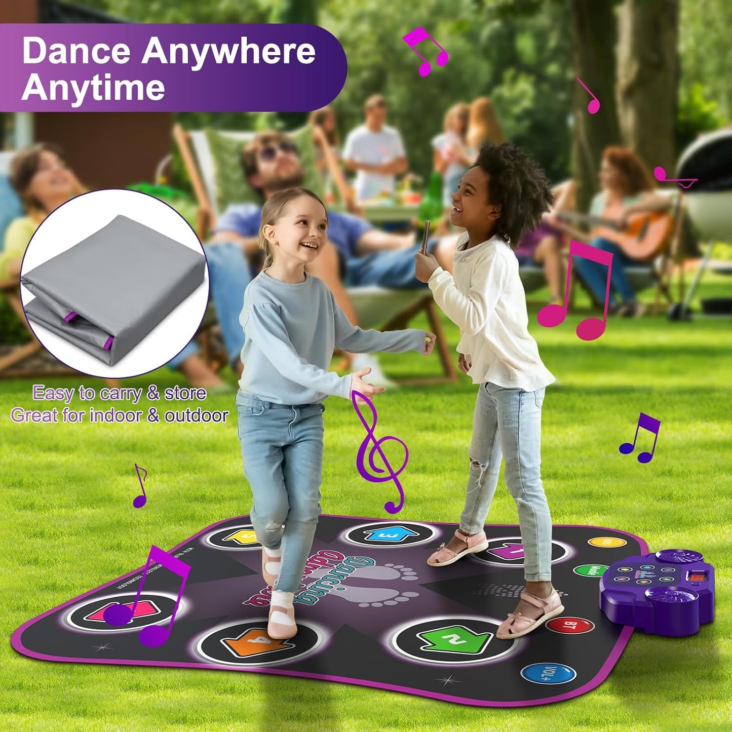 Hot Bee Luminous Dance Mat for Children from 3-10 Years, Girls, Toys from 3-12 Years, Girls, Gifts 3-12 Years, Music Mat with 6 Luminous Arrows, Bluetooth, 5 Modes