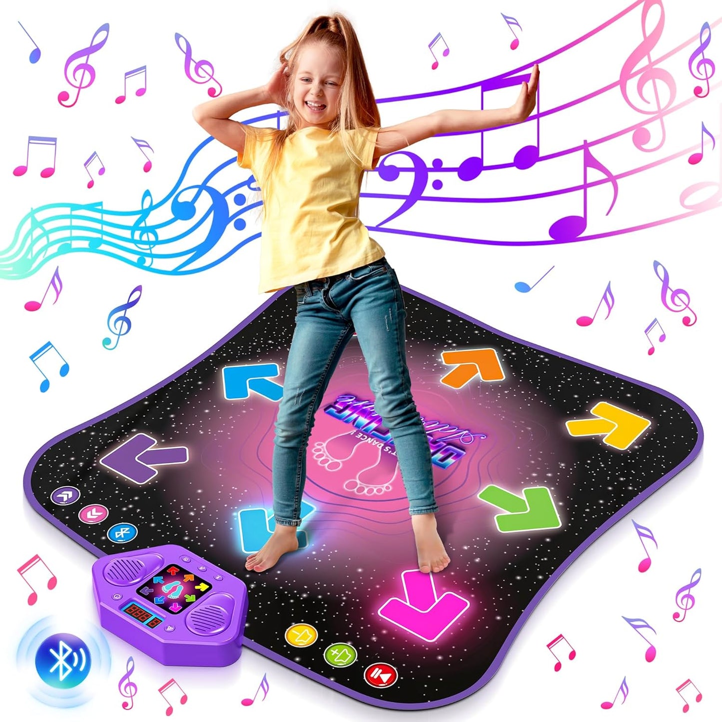 Hot Bee Dance Mat for Children from 4 5 6 7 8 9 Years, Girls Gifts 4-9 Years, Music Mat Children's Toy from 4-9 Years Girls, 8 Luminous Arrows, Bluetooth Music, 5 Modes