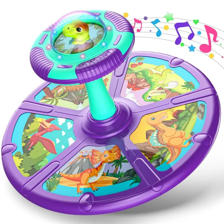 Dinosaur Sit and Spin Toys for Toddlers 2-4, 360° Spinning Seat Toy with Flash Light and Music, Christmad Birthday Gift Toys for Toddlers 1-3