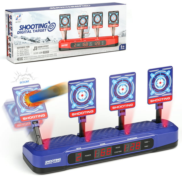 Electronic Shooting Target for Nerf, 4 Shooting Target Scoring Auto Reset Digital Targets, Christmas Gift Toy for Kids Boys