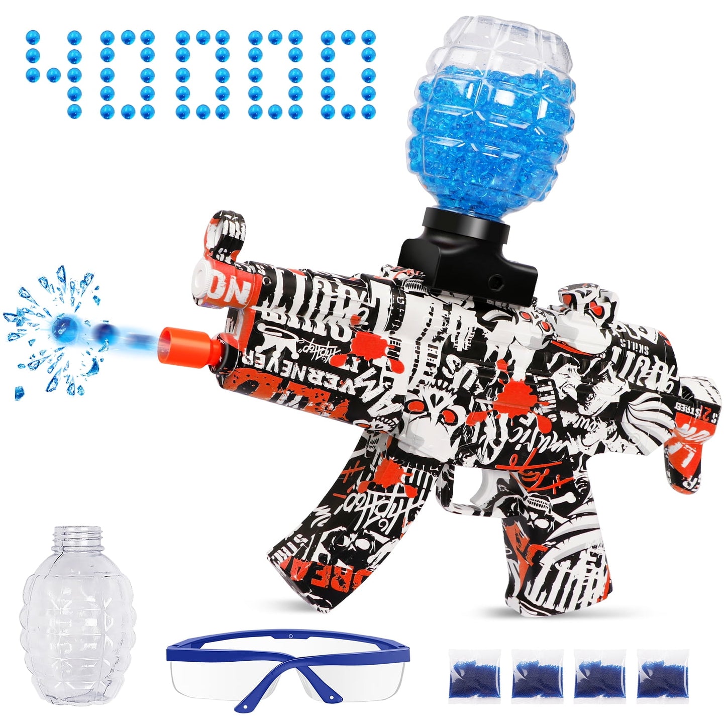 Gel Ball Blaster with 40000 Water Beads, for Outdoor Activities Team Game, Ages 12+ Kids and Adults