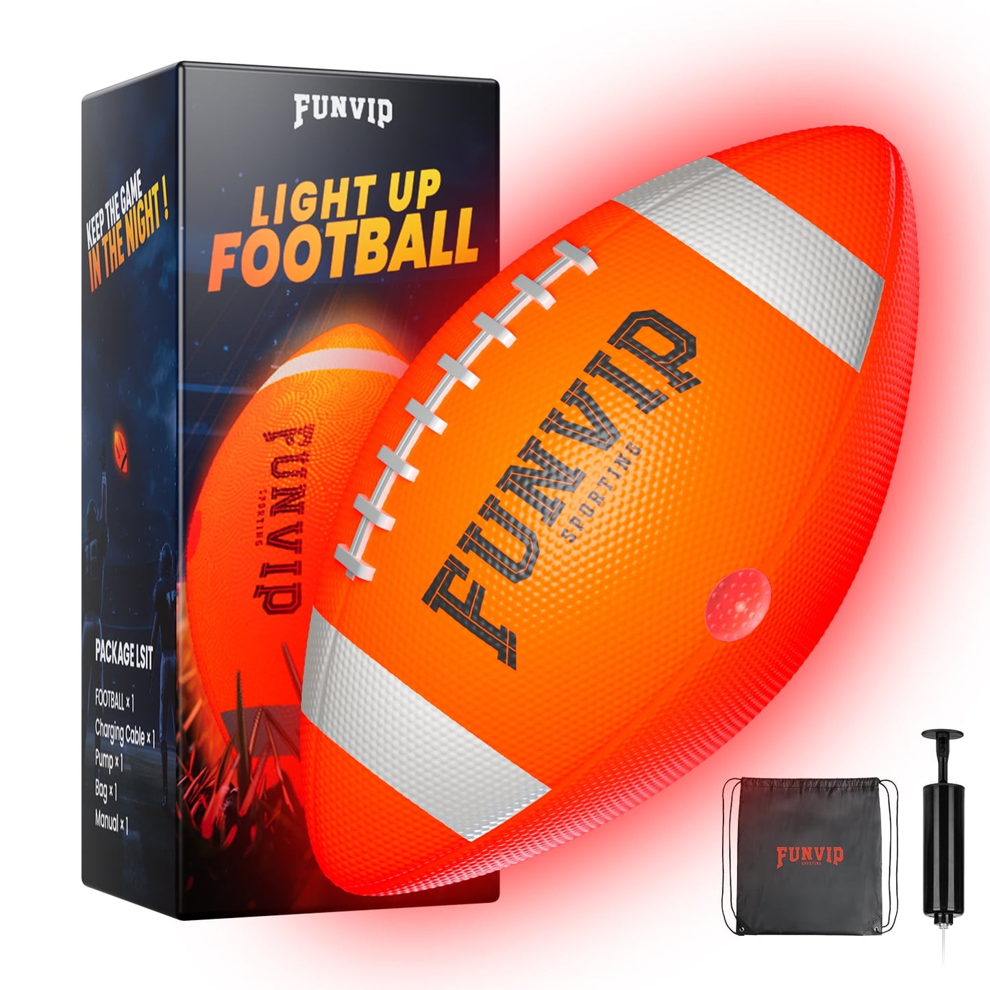 Hot Bee Light Up Football Size-6, Glow in the Dark Football, Outdoor Toys for Boys 8-15+ Years Old, Birthday Gift for Kids Adults Ages 8 9 10 11 12 13 14 15+