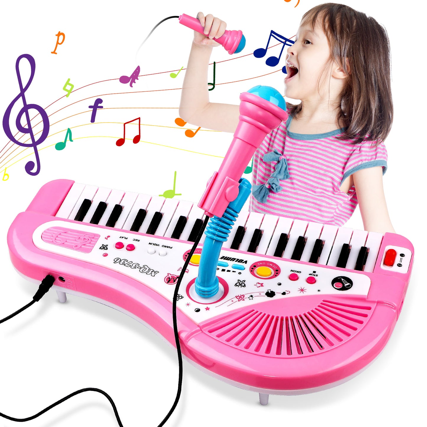 Pink Baby Piano Keyboard Toys for Kids, Musical Instrument with Microphone for Toddlers, Preschooler Music Learning Popular Piano Toys, Birthday Christmas Gift for Girls Boys Aged 3 4 5 6+