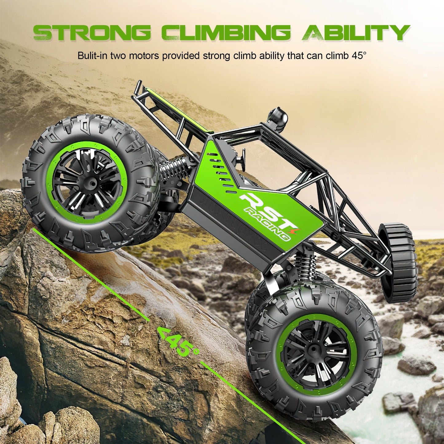 RC Cars-1:18 Scale Remote Control Car,Electric Toy Off Road RC Car Vehicle Monster Truck Crawler with Rechargeable Batteries Christmas Gifts for Boys