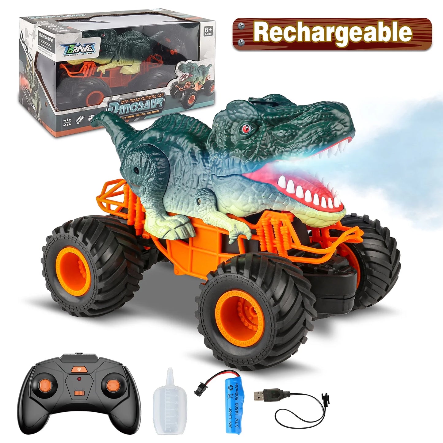 Remote Control Dinosaur Car Toys for Boys, Light & Sound Spray Function, RC Dinosaur Toys Gift for Kids 3-8 Yeas old, 2024 Boys Christmas Birthday Gift Indoor/OutdoorToys for Boys 7-10+
